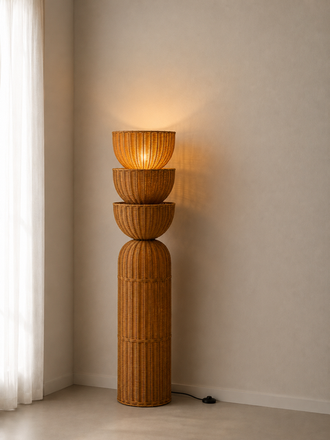 Modern Bamboo Floor Lamp with Warm Ambient Light