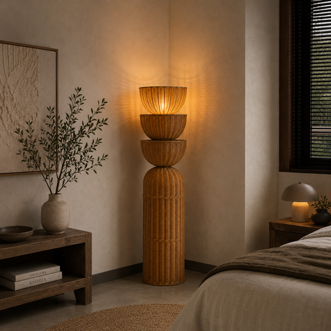 Modern Bamboo Floor Lamp with Warm Ambient Light