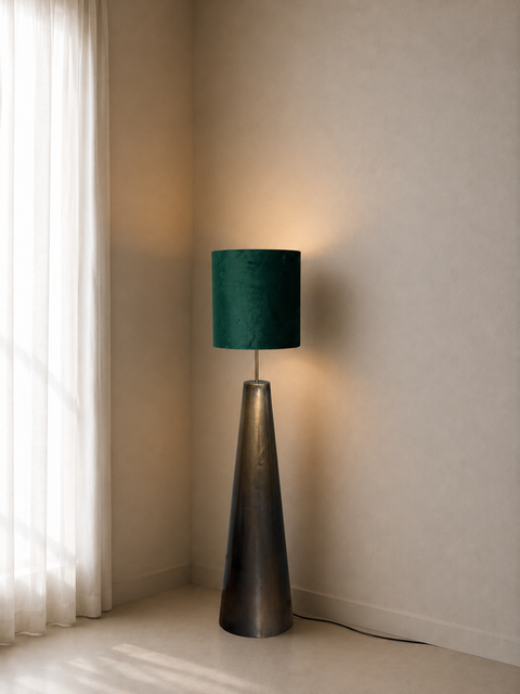 Islamic Floor Lamp with Metallic Base & Green Shade.