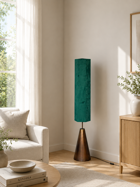 Islamic Floor Lamp with Metallic Base & Green Shade