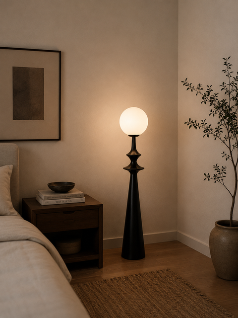 Modern Sculptural Black Floor Lamp
