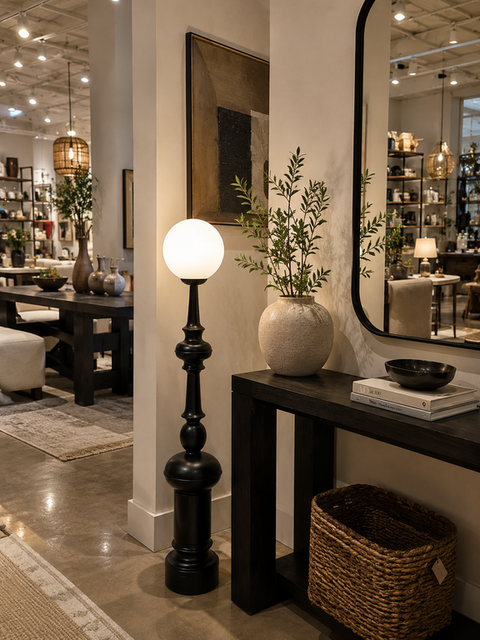 Modern Sculptural Black Floor Lamp