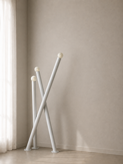 Modern 3-stick Gray Steel Floor Lamp