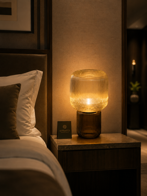 Modern Ribbed Glass Ambient Table Lamp