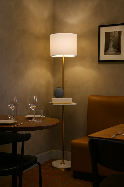 Modern Glam White & Gold Functional Floor Lamp
