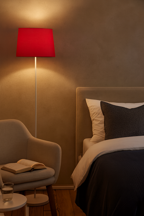 Modern White And Red Torchiere