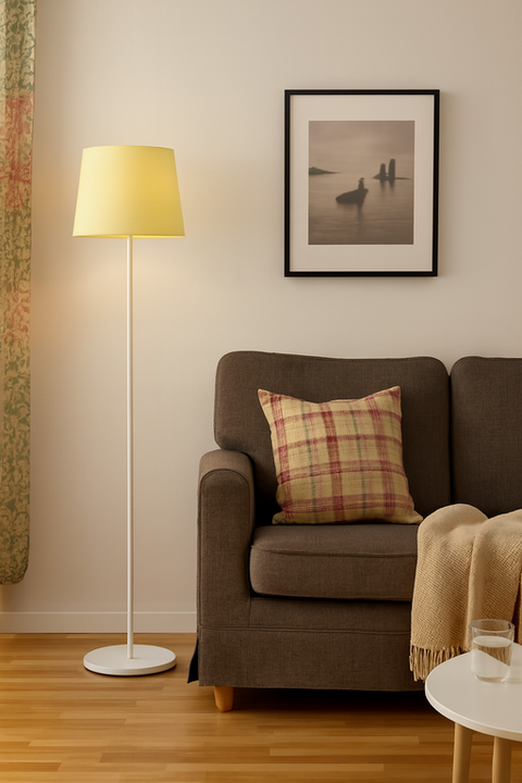 Modern White And yellow Torchiere