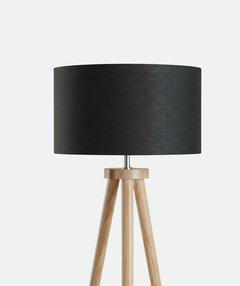 Boho Wooden Tripod Floor Lamp