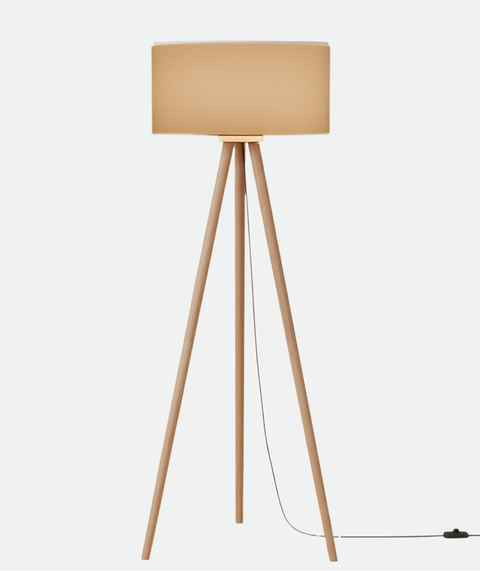 Boho Wooden Tripod Floor Lamp