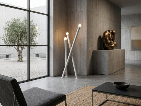Modern 3-stick Gray Steel Floor Lamp