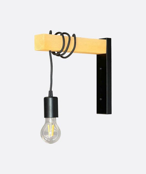 Black Cord & Natural Wood  Wall Lamp