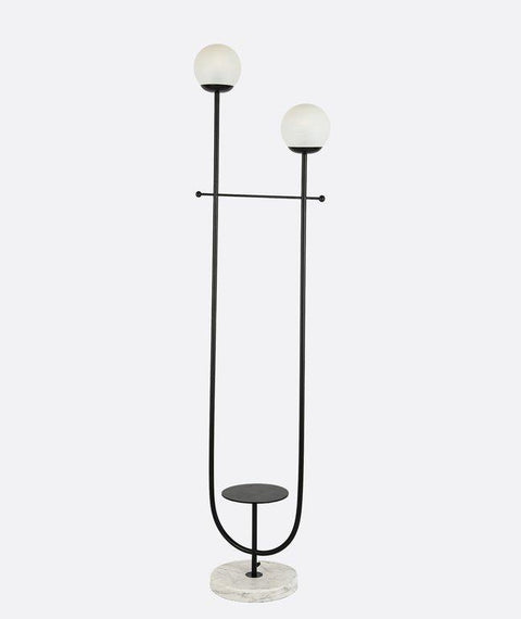 Black Floor Lamp with Marble Base