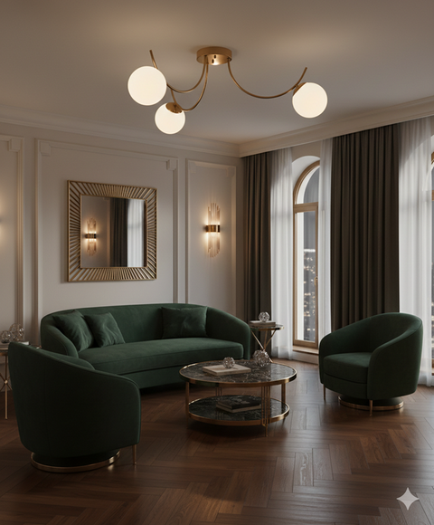 Modern Gold Curved Chandelier