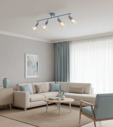 Minimalist Blue Track Ceiling Lamp