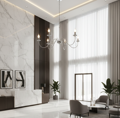 Contemporary Silver Candle-Style Chandelier