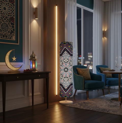 Printed Cylindrical Shade Floor Lamp
