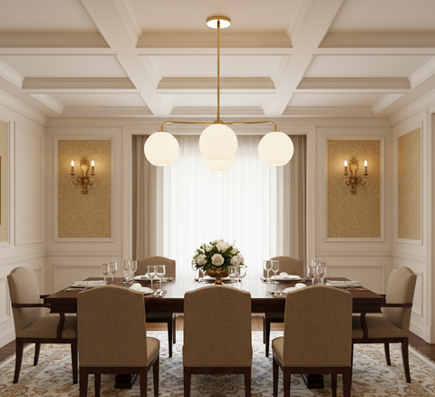 Contemporary Glass Ball Branched Chandelier