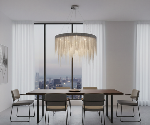 Contemporary Silver Chandelier with Chains