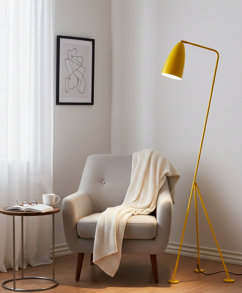 Modern Yellow Tripod Floor Lamp