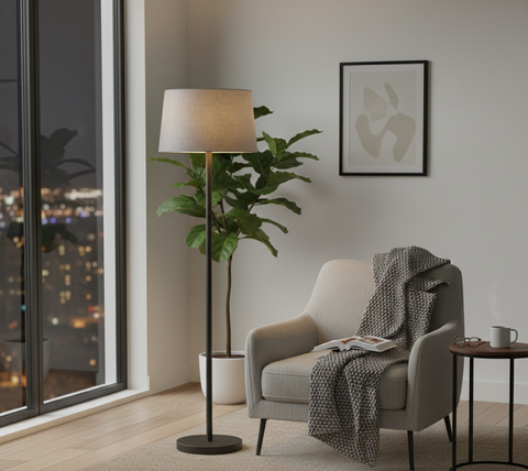Modern Grey And Black Torchiere