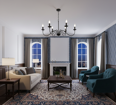 Contemporary Black Candle-Style Chandelier