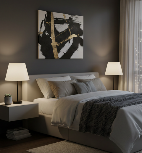 Set of 2 Modern Table Lamps with Fabric Shades