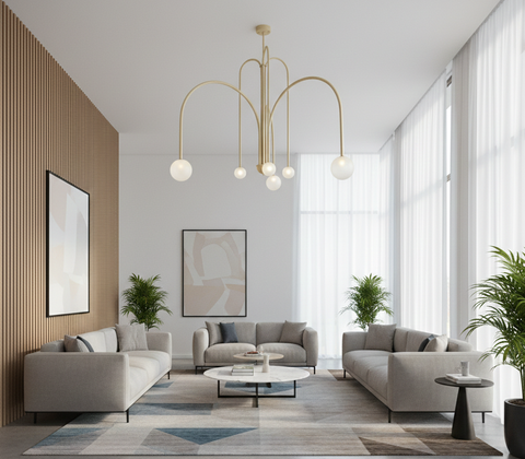 Modern Biege Branched Chandelier