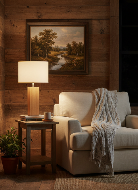 White and Beige Table Lamp