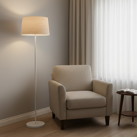 Modern White And Beige Torchiere