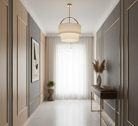 Elegant Gold & White Modern Pendant Ceiling