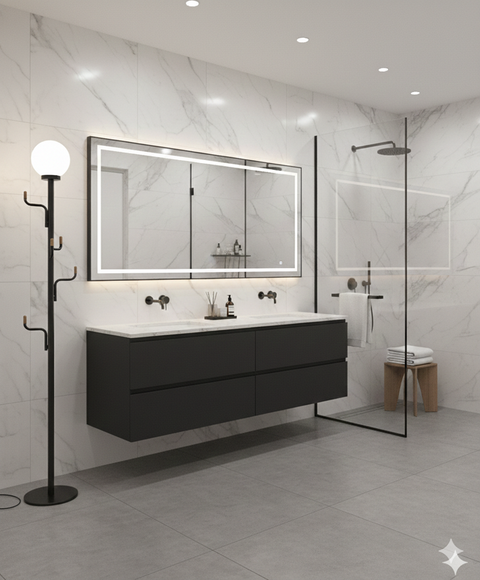 Modern Black Floor Lamp with Hooks