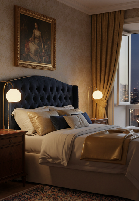 Sleek Curved Gold Table Lamp