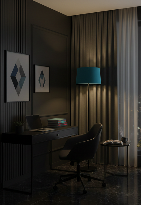 Modern Blue And Black Torchiere