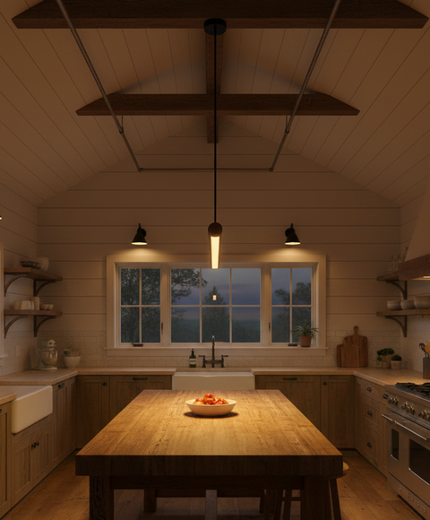 LED Wooden Track Pendant