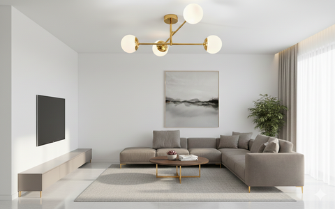 Modern Gold Branched Chandelier