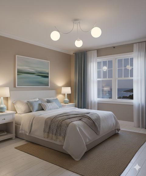 Modern White Curved Chandelier