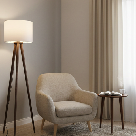 Boho White Tripod Floor Lamp