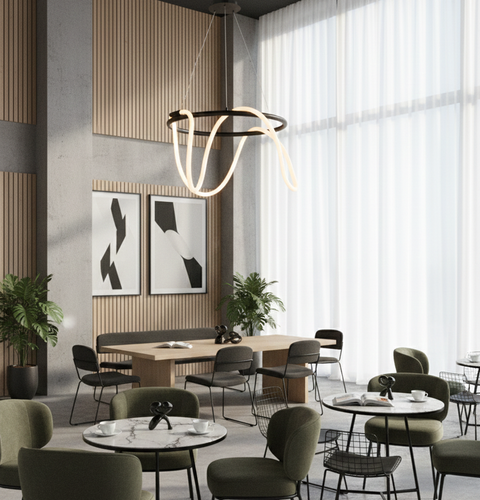 Modern Black LED Ring Chandelier