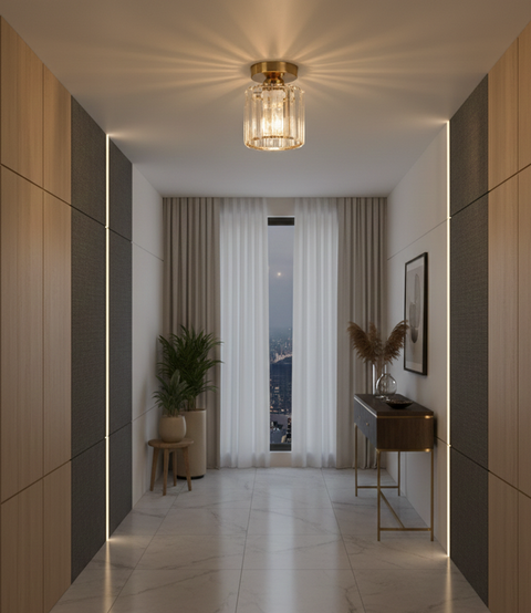 Gold Crystal Luxurious Flush Mounted Lamp