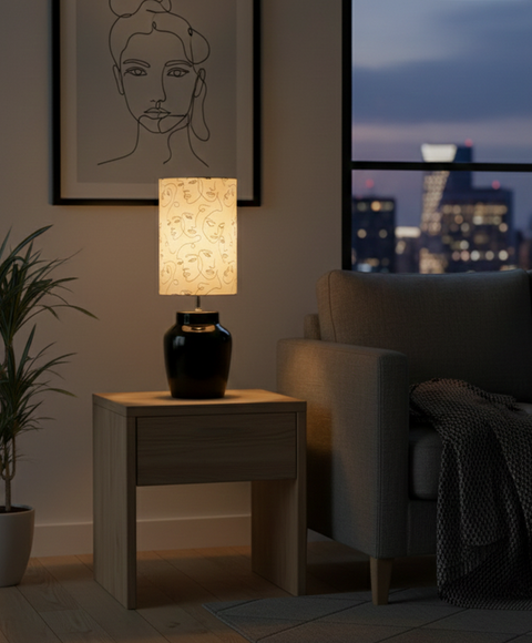 Abstract Faces Line Art Table Lamp