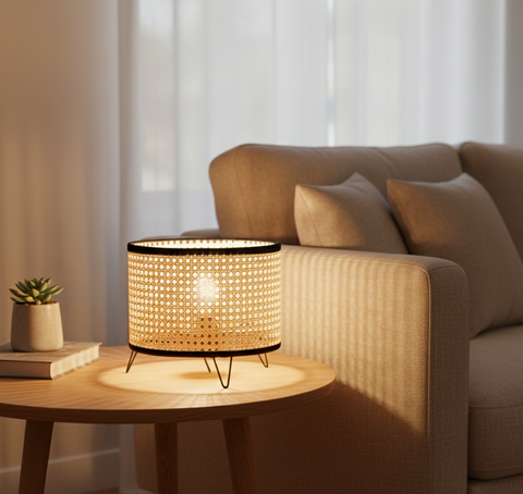 Boho Rattan Table Lamp