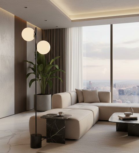 Elegant Black & White Floor Lamp
