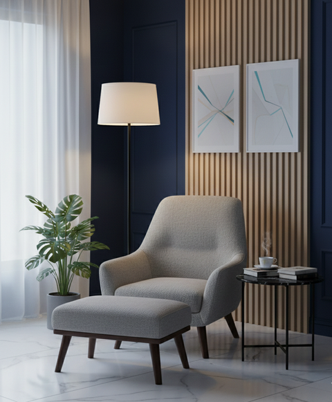 Modern Light Beige And Black Torchiere