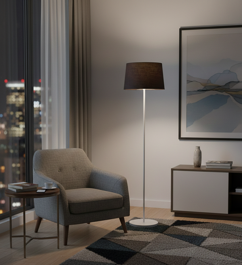 Modern White And Black Torchiere