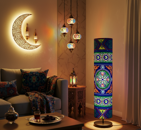 Printed Cylindrical Shade Floor Lamp