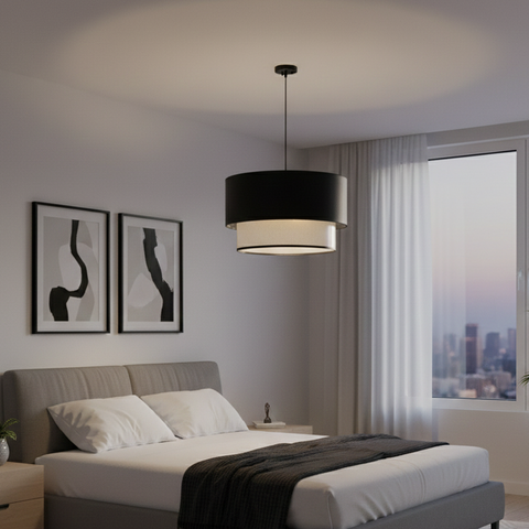 Black Leather Shade Single Pendant