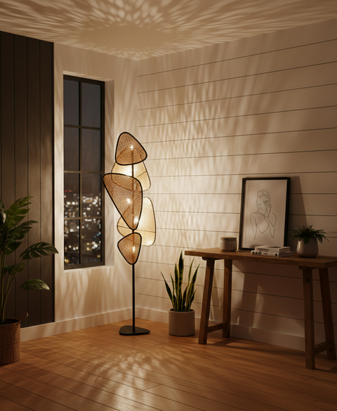 Rattan Sheets Floor Lamp
