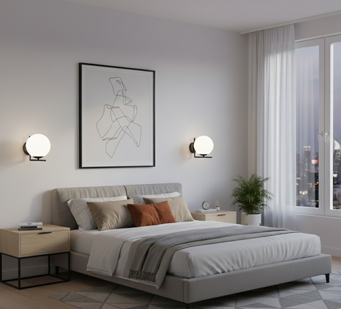 Modern Black Flushed Wall Lamp