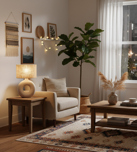Boho Shaded Table Lamp