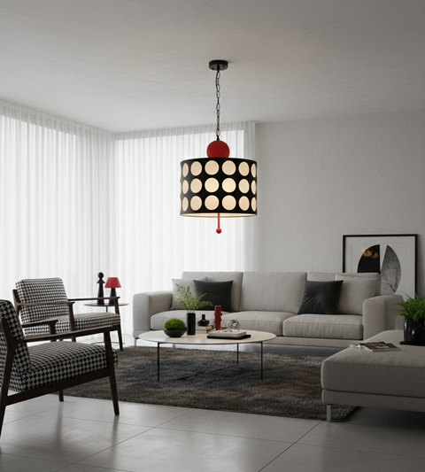 Modern Black And Red Shade Pendant